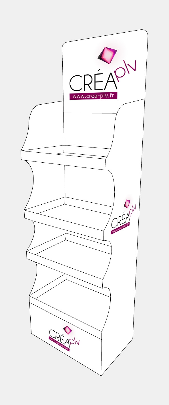PLV Présentoir de sol étagé pour magasin et salon, PLV Sol